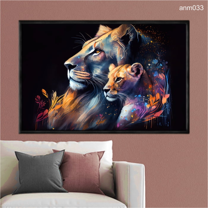 QUADRO DECORATIVO - LEAO GRANDE REI COLORIDO ANM013 - Lazzari Digital