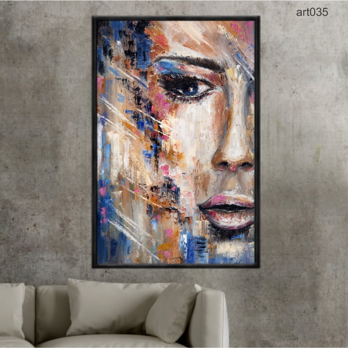 QUADRO DECORATIVO ROSTO MULHER ABSTRATO ART035 - Lazzari Digital