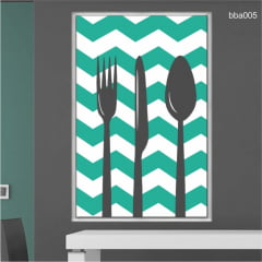 QUADRO DECORATIVO - UTENSÍLIOS DE COZINHA CHEVRON TURQUESA bba005