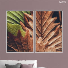 KIT 2 QUADROS DECORATIVOS -NATUREZA FOLHA MACRO FLNT070