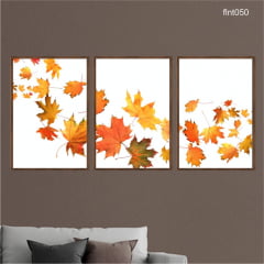 KIT 3 QUADROS DECORATIVOS - FOLHAS DE OUTONO AO VENTO FLNT050