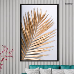 QUADRO DECORATIVO -Folha de palmeira tropical dourada