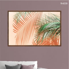 QUADRO DECORATIVO - Folhas De Palmeira em Fundo coral