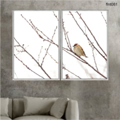 QUADRO DECORATIVO PASSARO SOBRE GALHOS SECOS FLNT081